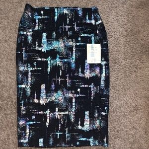 NWOT LuLaRoe Elegant Cassie Skirt Black Metallic Print Jacquard